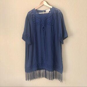 Moon river fringe laser cut dress